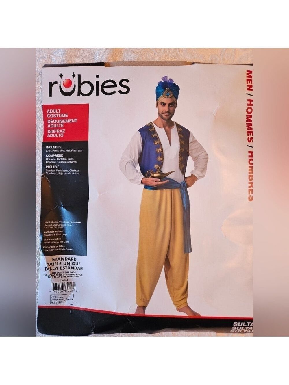 Rubie's Sultan Blue and Yellow Adult Costume, Standard Size 36-38, NWT